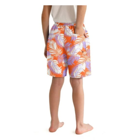 New Boys Swim Trunks with Compression Liner - Orange Plume Floral - Size 8Y - Picture 2 of 8